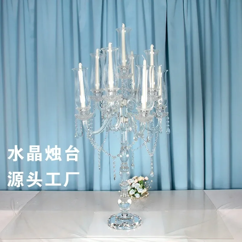 K9 Crystal Cylinder Candlestick Holder Roman Column Style Glass Candle Stand for Wedding Party Hotel Home Table Centerpiece