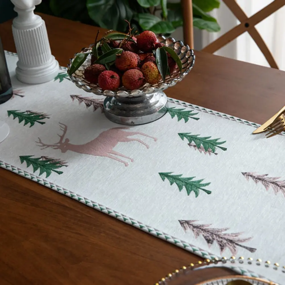 Decorative Chenille Table Runner Tassel Detail Dining Tablecloth Modern Minimalist Style Fabric Desk Cover For Home Party Decor