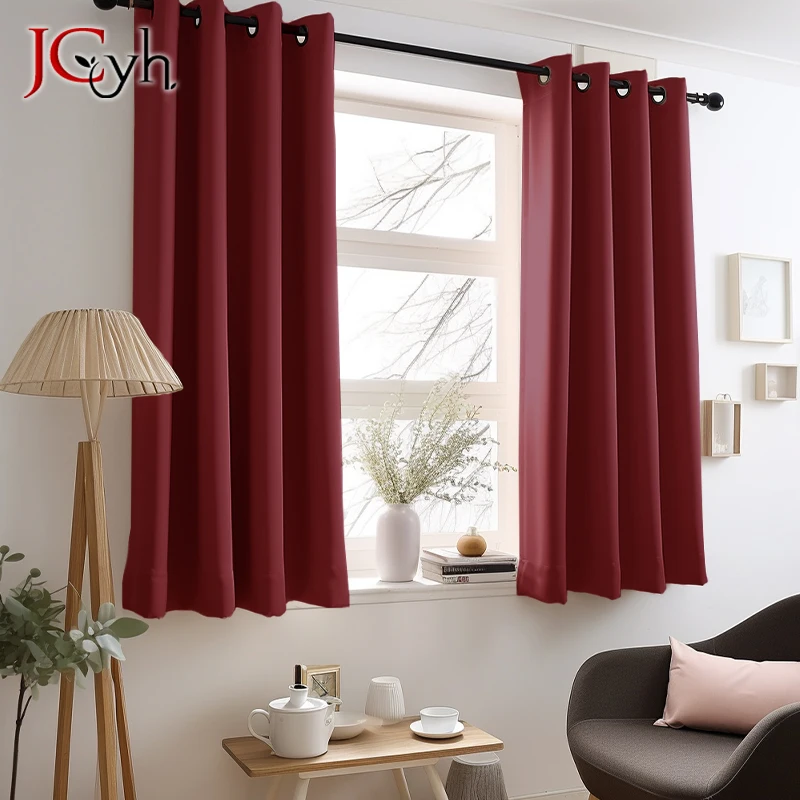 JCYH Short Blackout Curtains for Living Room Bedroom Original Curtain for Kitchen Cortinas Ventanas Rideaux Treatment Home Panel