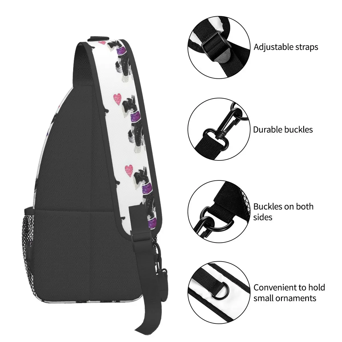 Aguarela Schnauzer Miniatura Sling Bag Peito Crossbody Ombro Sling Mochila Viagem Caminhadas Daypacks Dog Cool Bookbag