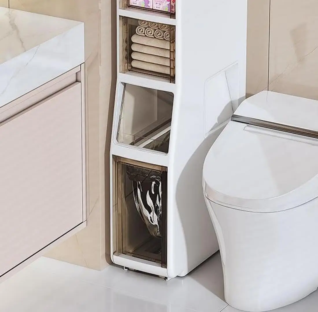 خزانة حمام دوارة مكونة من 5 طبقات مع صندوق، وخزانة تخزين أرضية مع عجلات وأدراج تخزين متنقلة بسعة كبيرة