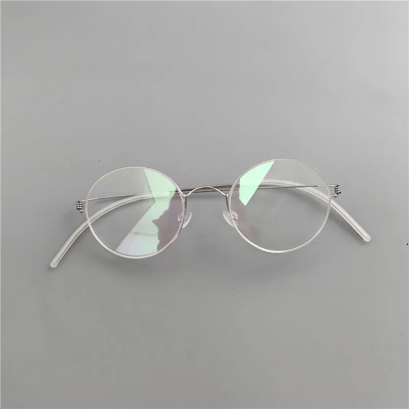 Retro Danish ultra light screw free pure titanium small round eyeglass frame pure titanium handmade eyeglass frame