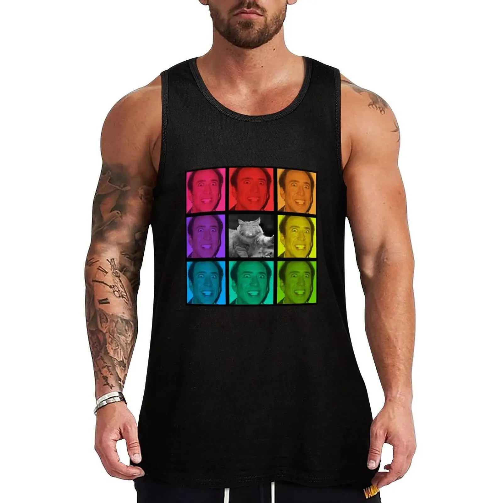 

Nicolas Cage Stage Name Actor Filmmaker Coppola Received Many Awards Rainbow Feat Nic Cage Cat Cool Tank Top