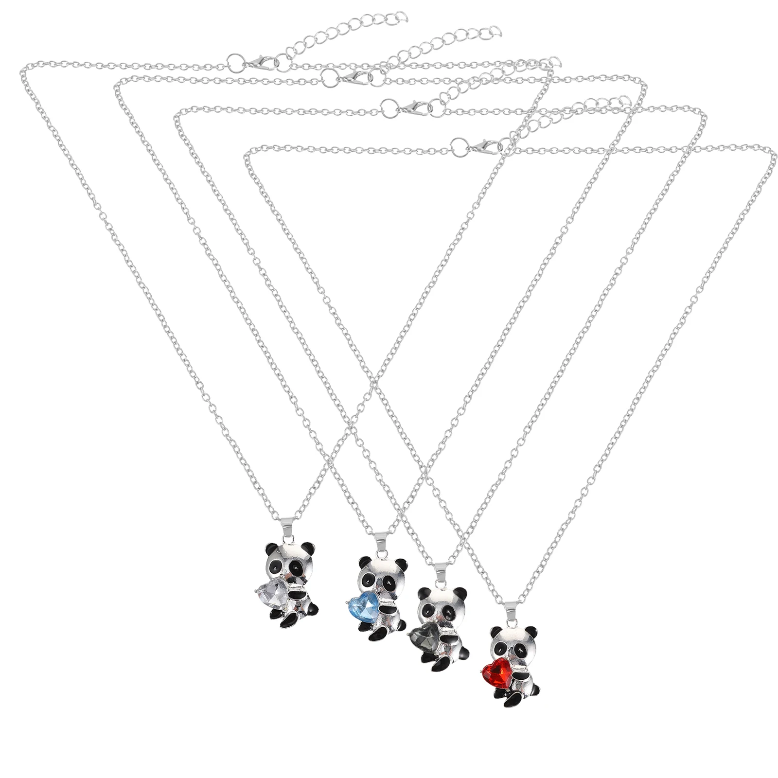 

4pcs Necklace Lovely Heart Pendant Women Jewelry European Style Alloy Material Comfortable Wear Romantic Gift