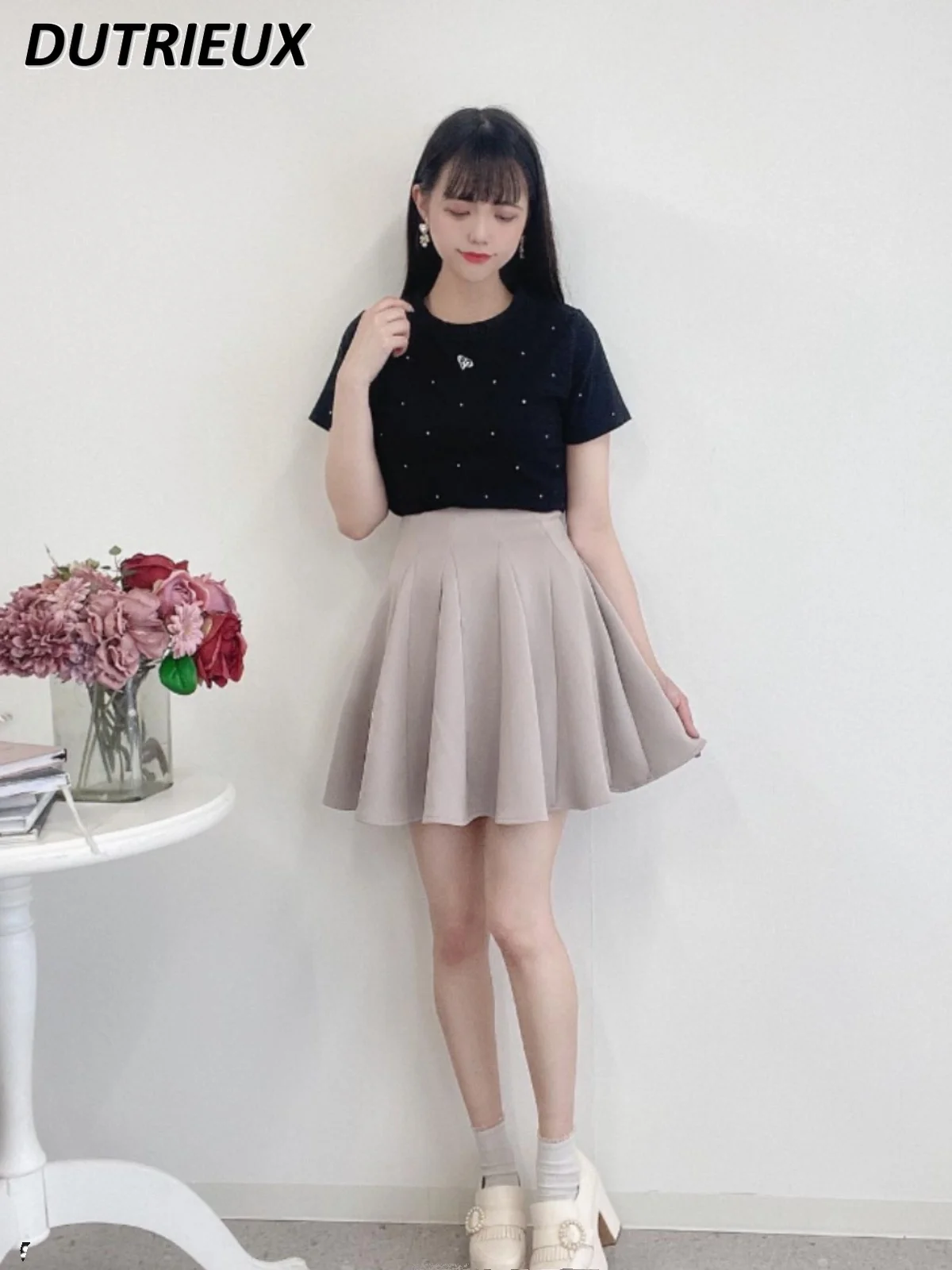 

Japanese Style New Sweet Slimming Short Skirt Cute Girl High Waist Commuter All-Matching Umbrella Skirts Anti-Emptied Pantskirt
