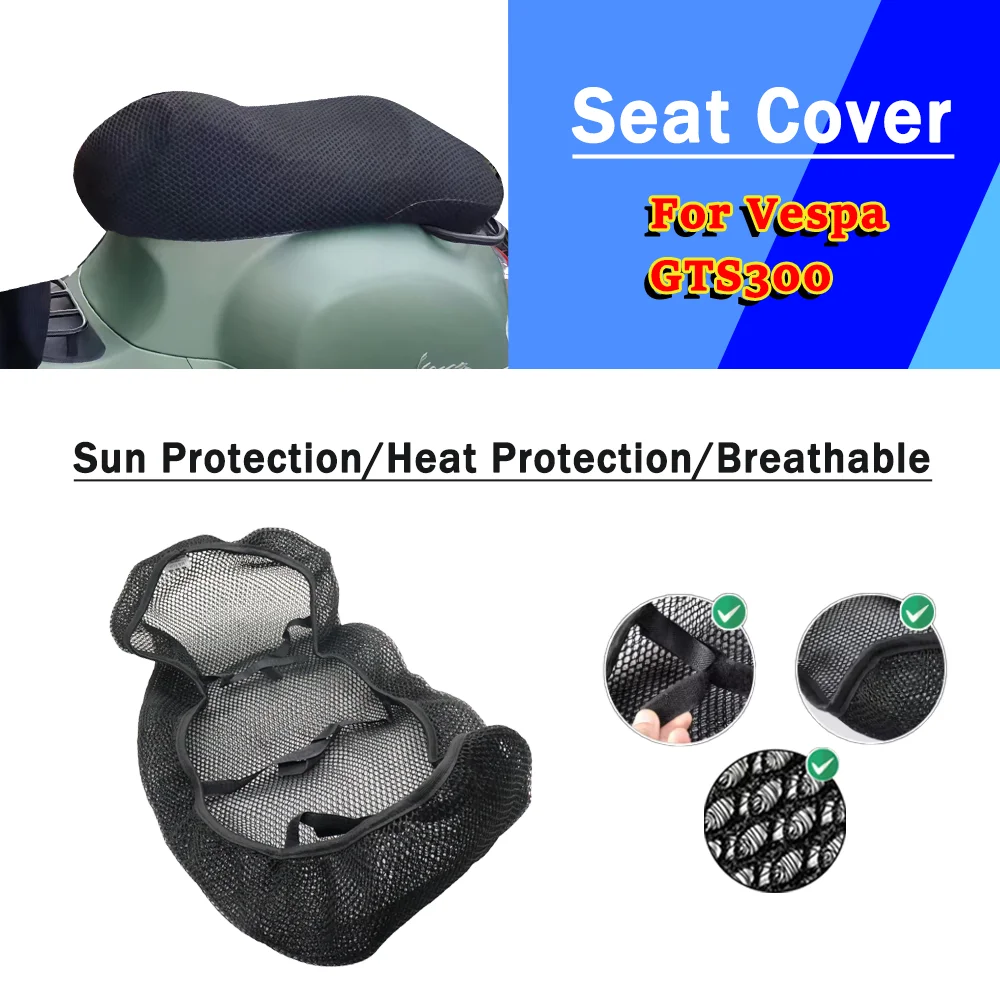 

For Vespa GTS300 GTS 300 Motorcycle Seat Cover 3D Elastic Breathable Heat resistant Anti-Slip Protector Cover