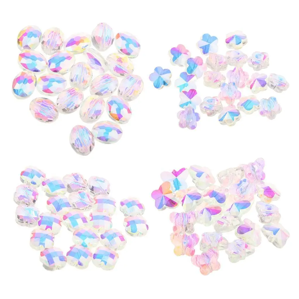 20 Pack Glass Charms Beads Crystal Glass Beads AB Colors DIY Glass Beads for Jewelry Making Findings Craft Accessories