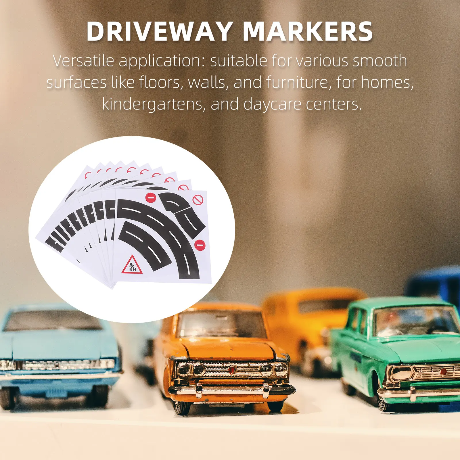 

10Sets Curve Road Stickers DIY Removable Adhesive for Educational Traffic Signs Play Mat Construction Stickers