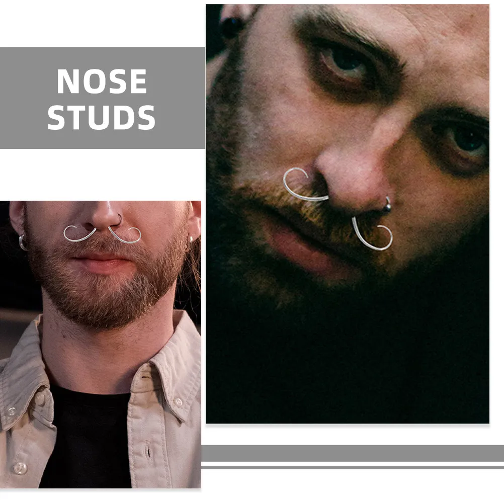 3Pcs Stainless Steel Mustache Septum Nose Ring Unique Body Jewelry Comfortable Secure Look Versatile Party Wedding