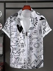 Hawaiian Shirt For Men Funny Novel letters Printed Short Sleeve Shirts Summer New Casual Unisex Tops Oversized Men Clothing