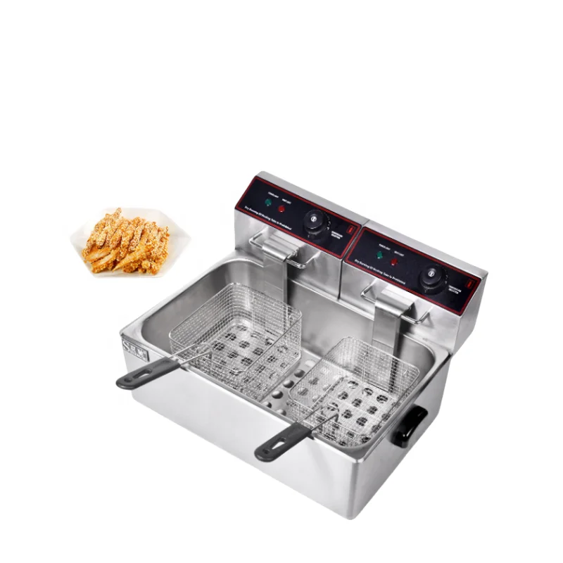 Commercial 6L+6L Double Cylinder Double Basket Counter Deep Fryer
