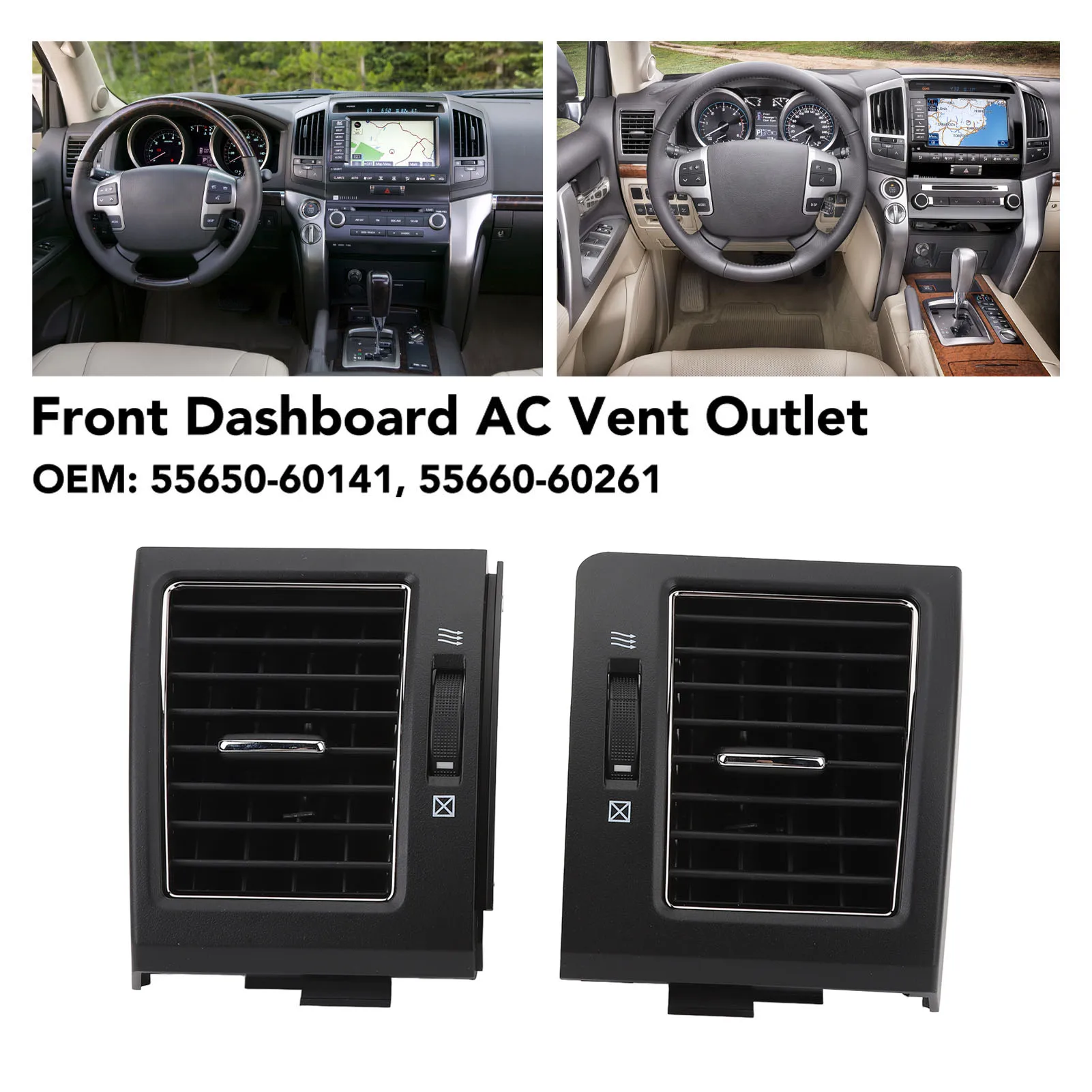 

1 Pair Front Dashboard Air Conditioner AC Vent Outlet Grille 55660‑60261 Replacement for Land Cruiser LC200 2007 to 2021