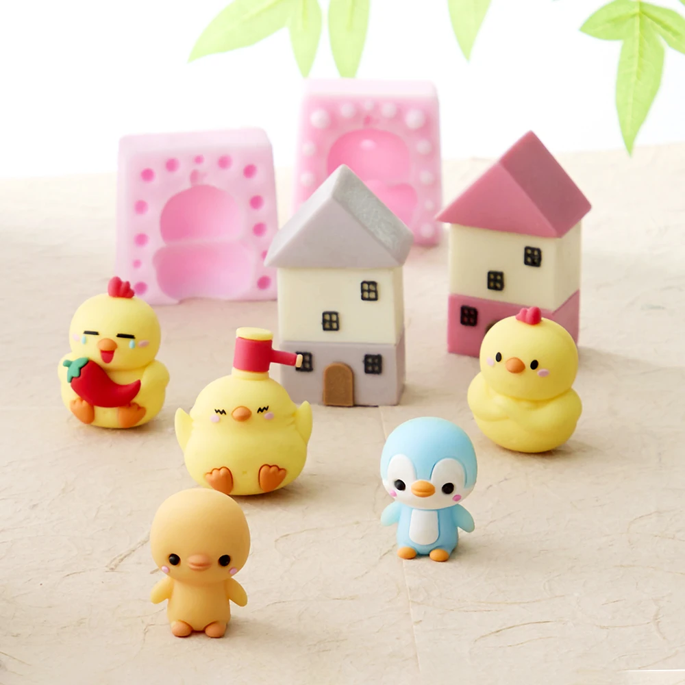 

Cartoon Forest Chick Little Duck House Silicone Molds Small Tree Diy Fondant Candy Chocolate Mould Cake Decoration Accessories
