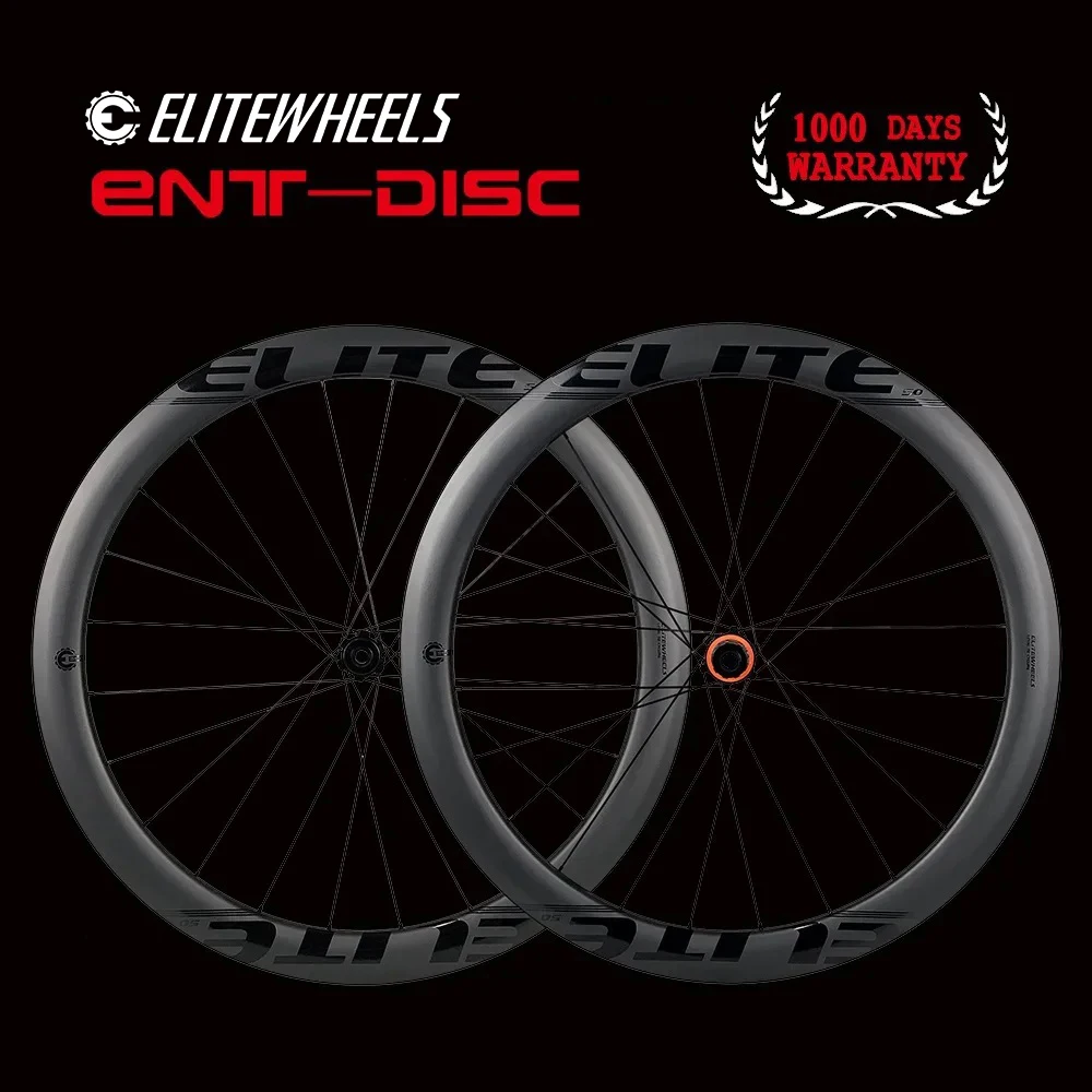 ELITEWHEELS Carbon Wheels Disc Brake 700c Road Bike Wheelset ENT UCI Quality Carbon Rim Center Lock Or 6-blot Bock Road Cycling