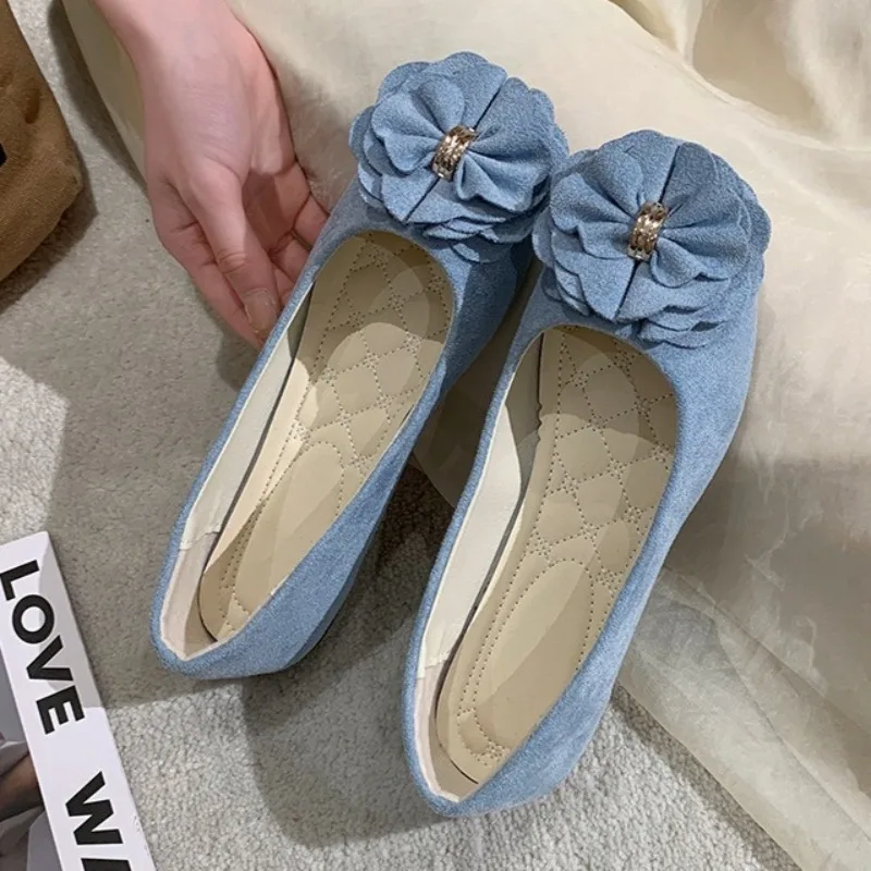 High quality Women's shoes Fashionable flower design Flat Shoes for women Butterfly Knot Suede Single Shoes 43 zapatos de mujer