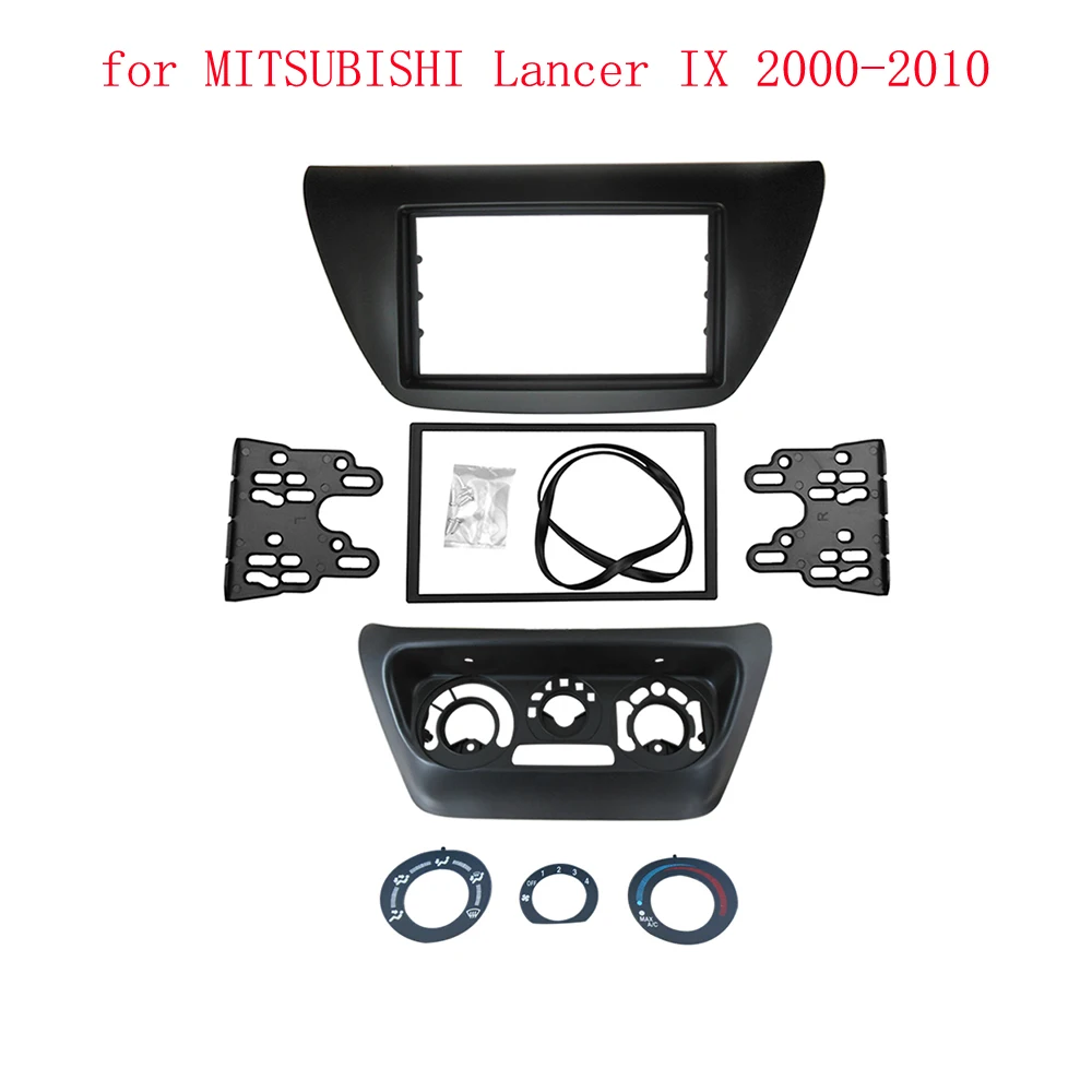 Pannello radio doppio Din per Mitsubishi Lancer IX 2006 Aftermarket Kit cruscotto stereo Telaio DVD + Fascia di controllo CA centrale