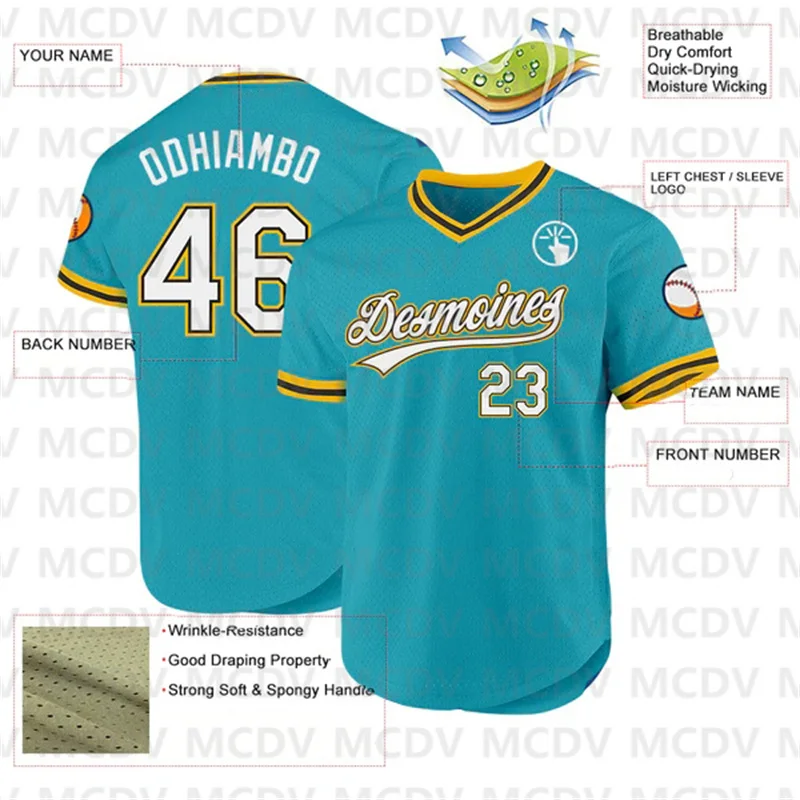 Custom Teal Black Authentic Throwback Baseball Jersey 3d Printed Sports T-Shirts