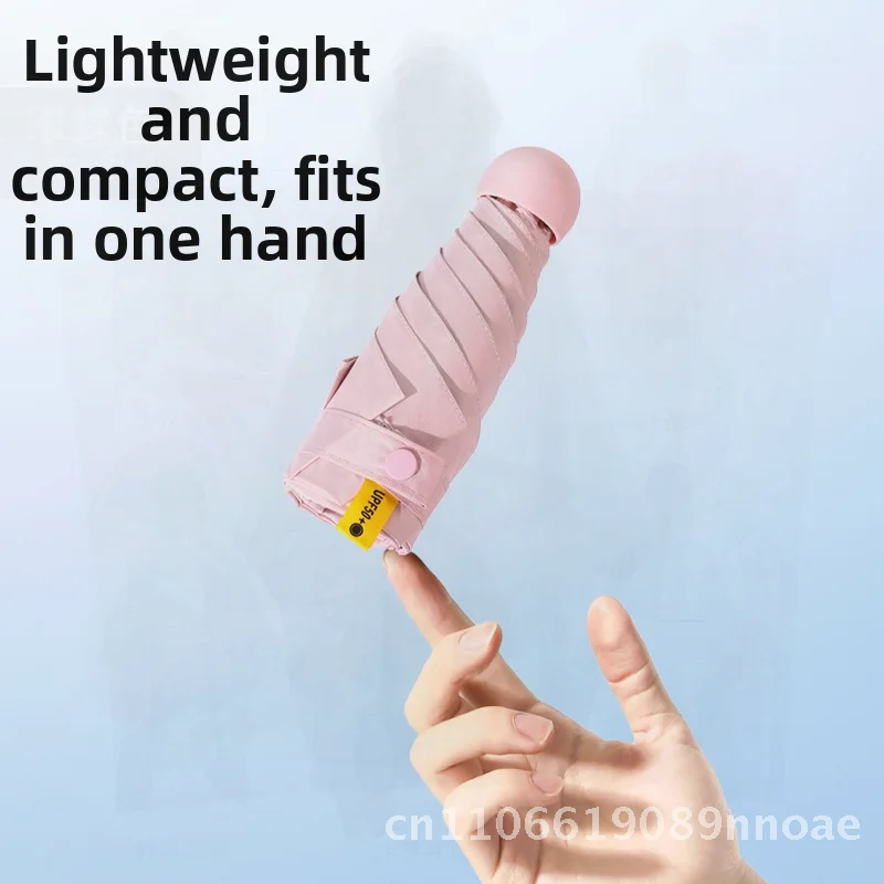

6-Bone Folding Umbrella Mini Portable Capsule Sunshade Sunscreen UV Protection High-Density Fabric Pocket-Sized for Sunny &