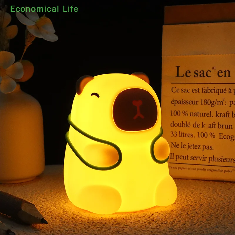 

Capybara Night Light 7 Tone Silicone Lamp USB Touch Rechargeable Lamp Children's Room Bedroom Lamp Decoration Gift