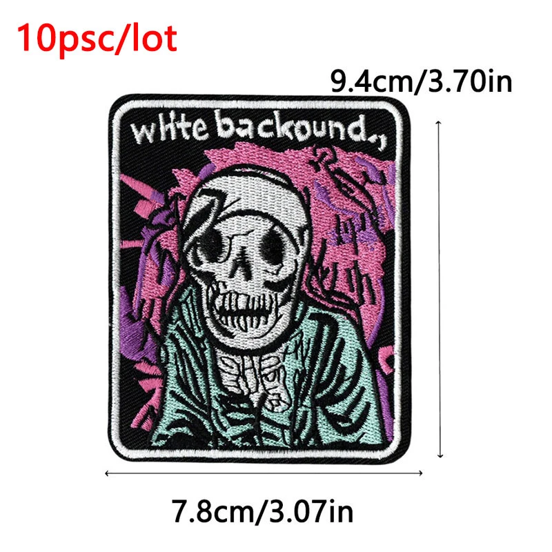 Parche bordado termoadhesivo calavera terror – Estilo punk para ropa - imagen 2