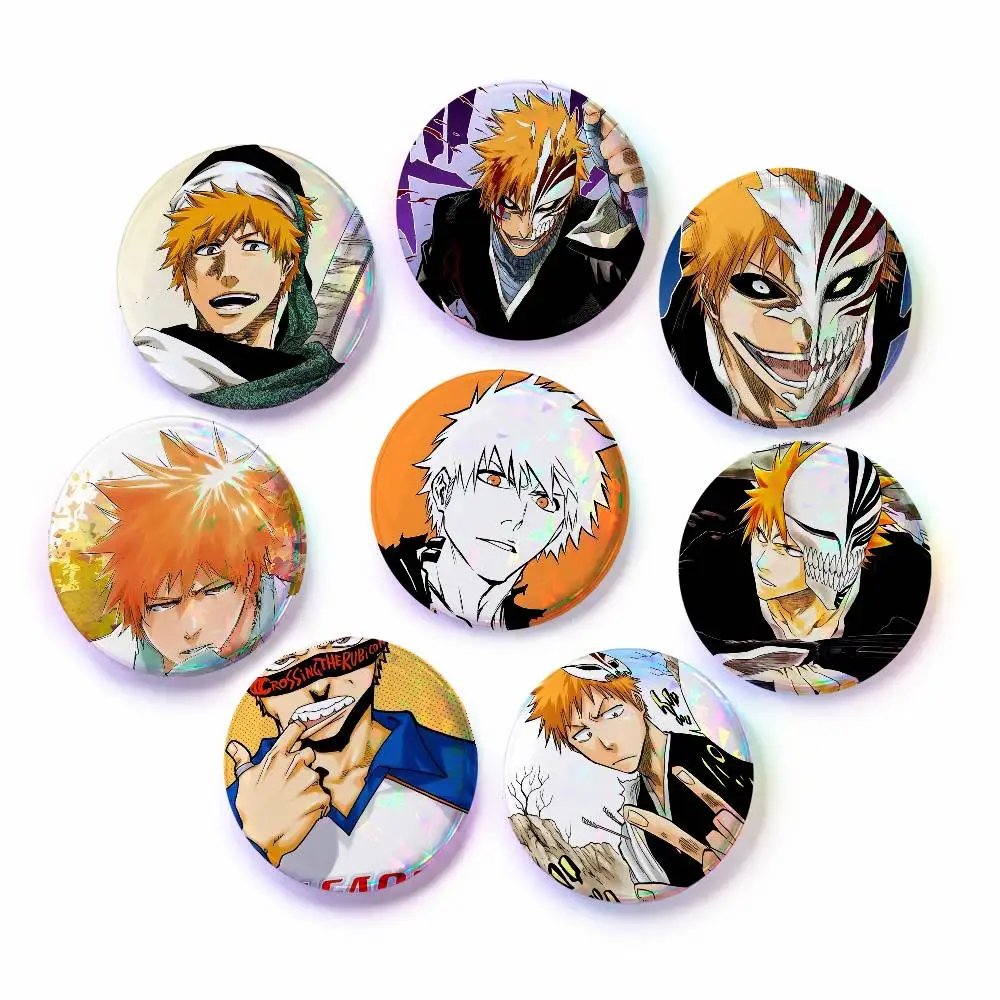A-Ichigo Kurosaki Bleach Tinplate Brooch Figure Icon Badge Handmade Brooches For Backpack Clothes Decoration