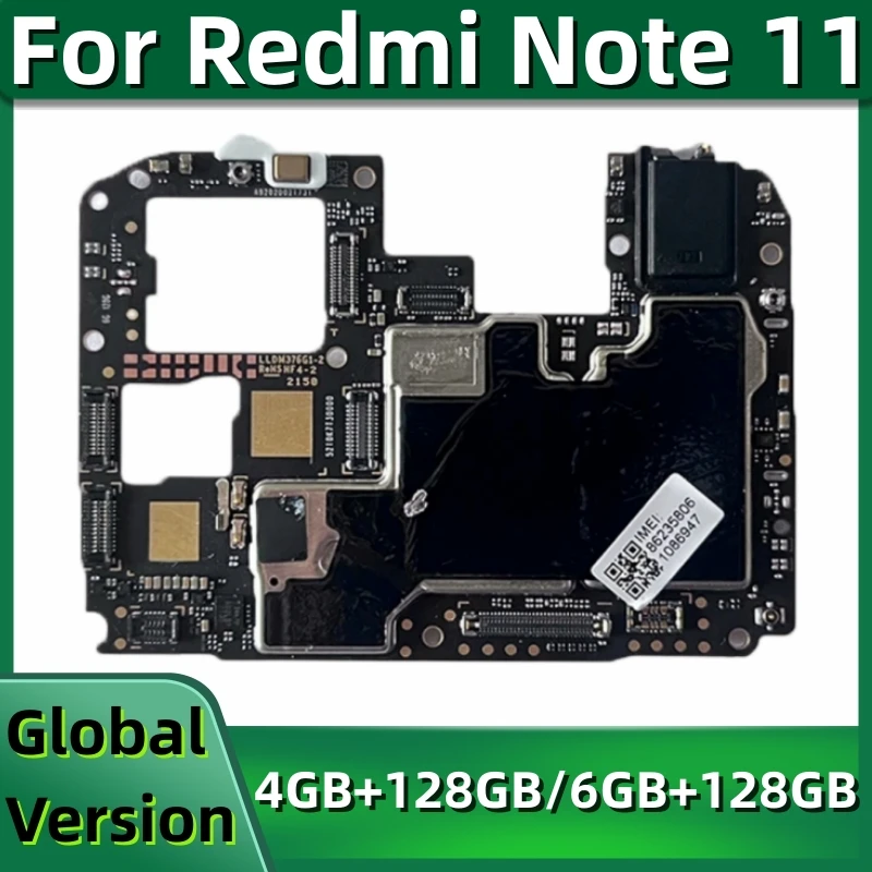 

Motherboard for Xiaomi Redmi Note 11 4G, Unlocked Mainboard, Logic Board with Global MIUI System, 128GB