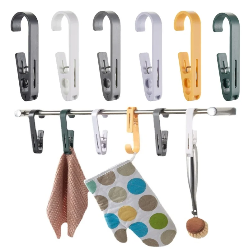 

6pcs Abstract A-Shape Hanging Clip Bathroom Balcony Clothes Drying Multipurpose Hook Set Storage Tool