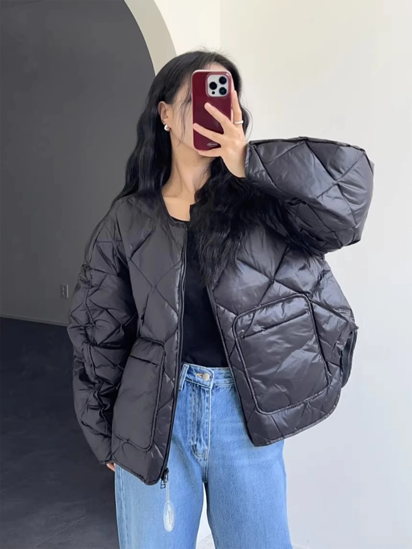 

Clothland женская мода свободное стеганое пальто с длинными рукавами и карманами в базовом стиле верхняя одежда женская повседневная теплая куртка CB179