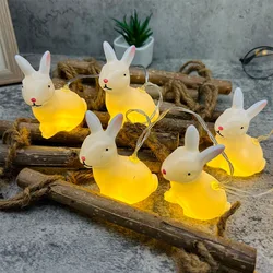 Paashaas Lichtslingers Konijnvormige lichtslingers Op batterijen werkende Home Party Decor Nachtlamp Slaapkamer Buitendecoratie