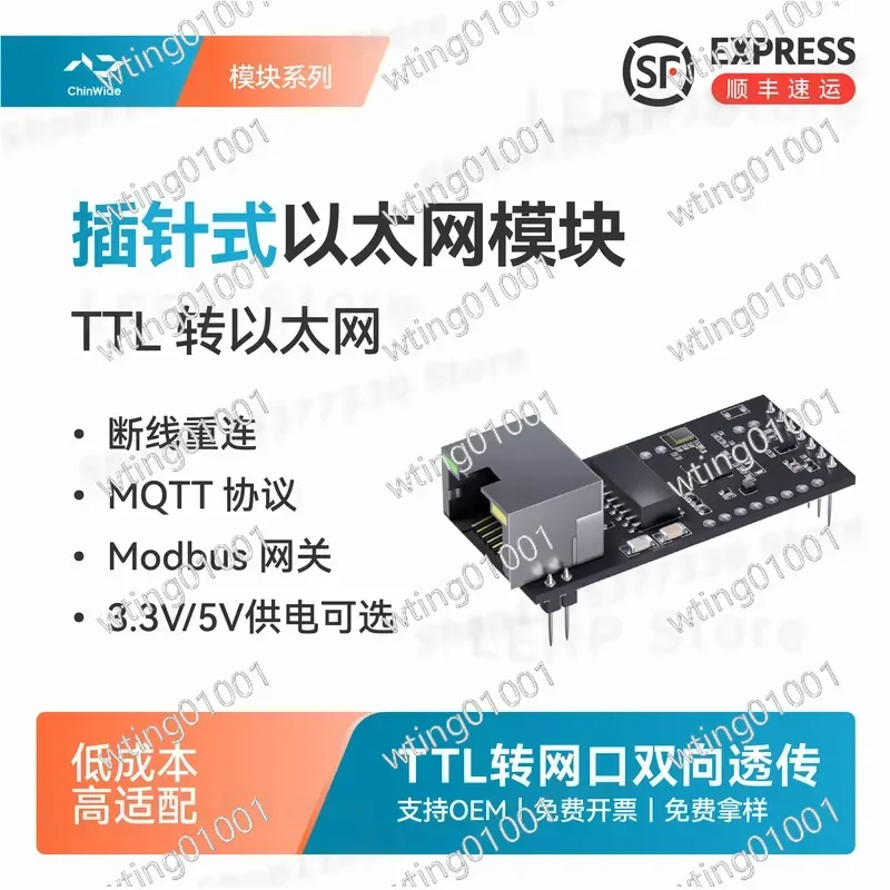 for TTL Serial to Ethernet Module Uart TCP IP Network Communication MQTT Transparent Transmission RJ45