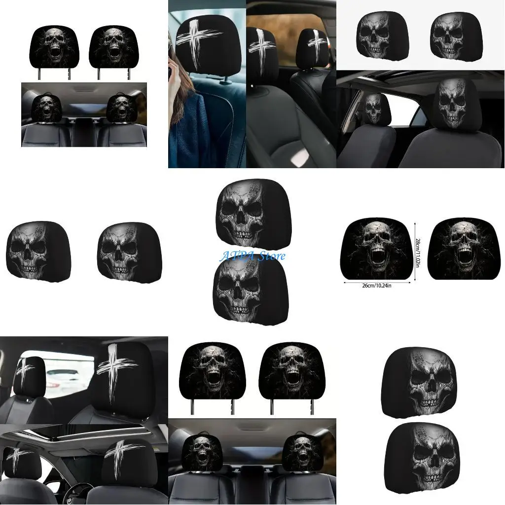 

U13C 2pcs Car Headrest Covers Breathable Polyester for Most Car SUV