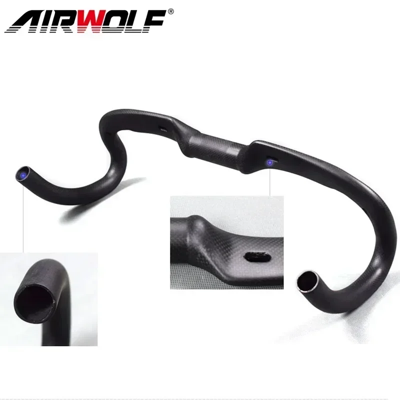 Airwolf 400/420/440mm Carbon Road Handlebar 31.8 Bicycle Winding Handlebars Carbon Fiber Cycling Handlebars Road Bike