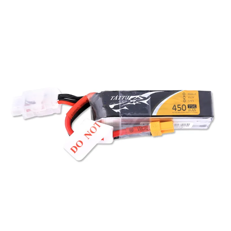 Gorąca bateria Lipo 4 szt. TATTU 75C 450mAh 11.1V z wtyczką XT30 do helikopter RC quadcoptera FPV części do dronów wyścigowa 3S bateria