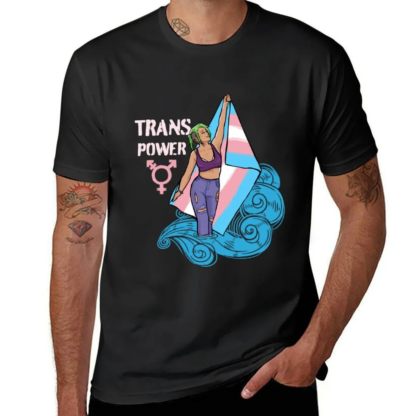 Trans Power Vespa T-Shirt blanks oversizeds cute tops summer tops men graphic t shirts