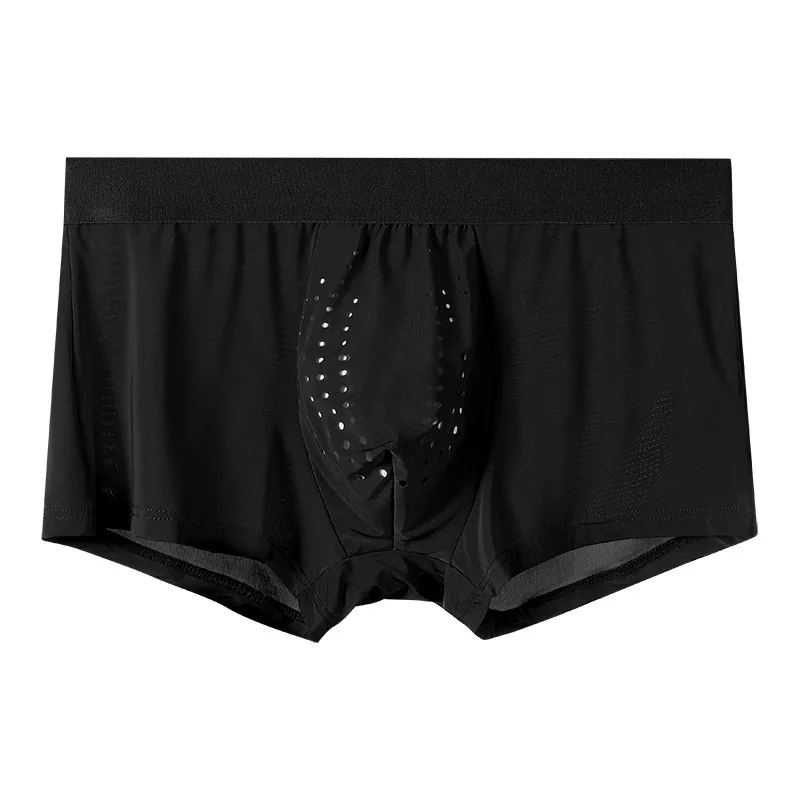

Men's Underwear Ice Silk Boxer Shorts Homme Cool Thin Boxers Briefs Man Panties Solid Antibacterial Hole Pocuh Underpants M-3XL