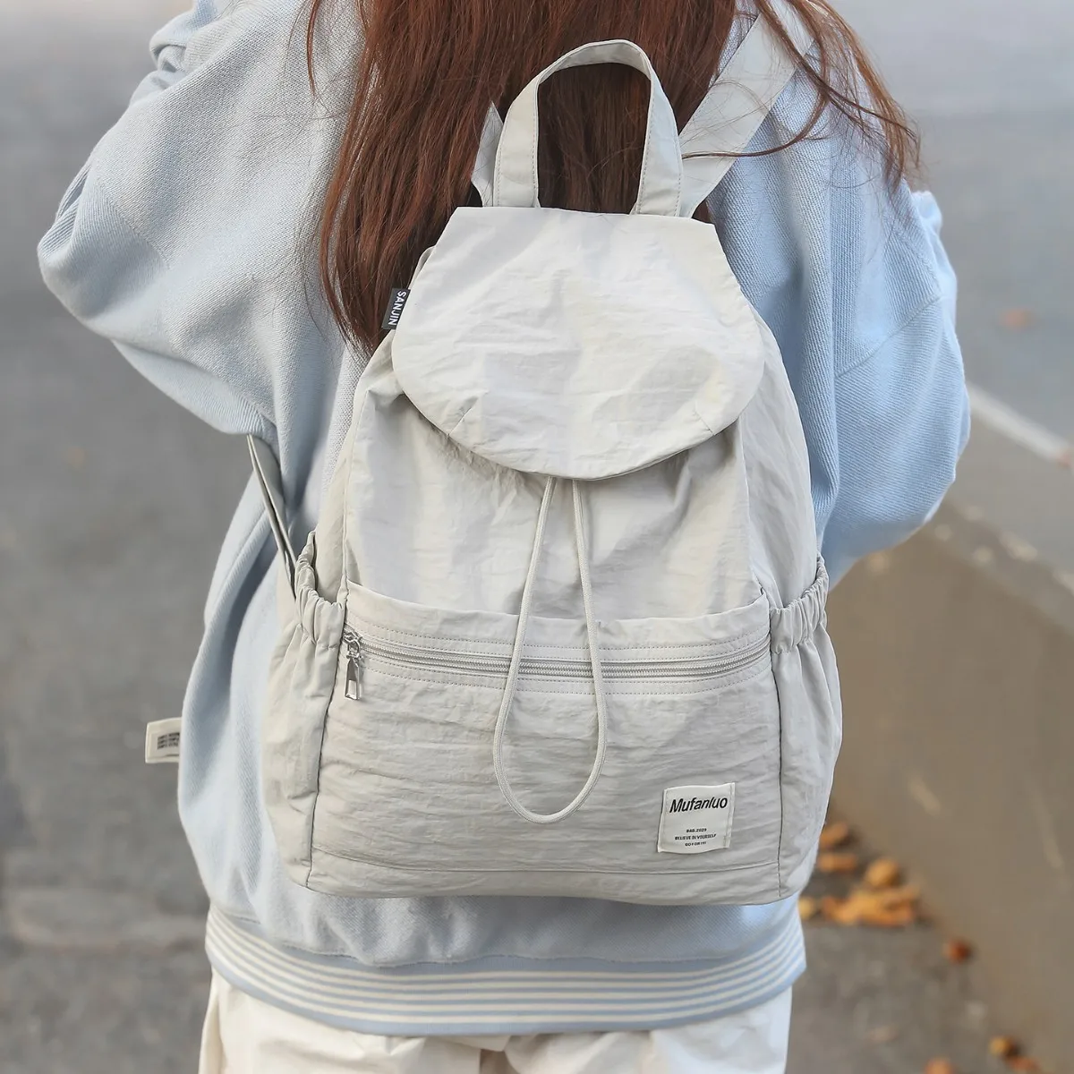 Fashion Travel Backpack Women's Storage Drawstring Bag Niche School Bag Lightweight College Student Class Backpack Commuter