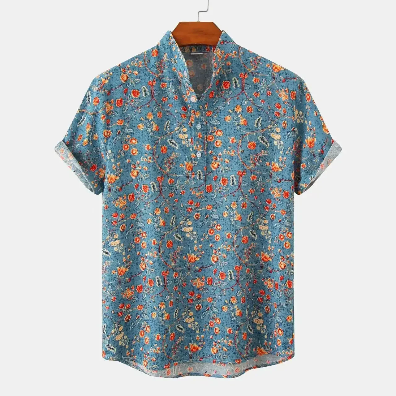 

Boys Summer Floral Print Short Sleeve Beachwear Shirt Hawaiian Shirt Men Ethnic Shirt Casual Holiday Vacation Clothing 3XL