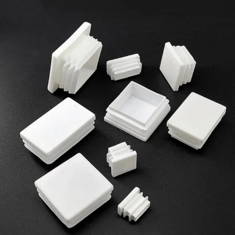 White Square Anti-Slip Plastic Pipe Tube Cap Insert Blanking Stopper Dust Cover Square Plug Chair Foot Cover Home Decor