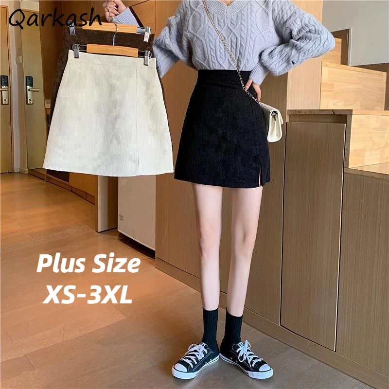 

Skirts Women Empire Side Slit Summer XS-3XL Fashion Female Retro Leisure All Match Comfortable Ulzzang Daily Simple Pure Cozy