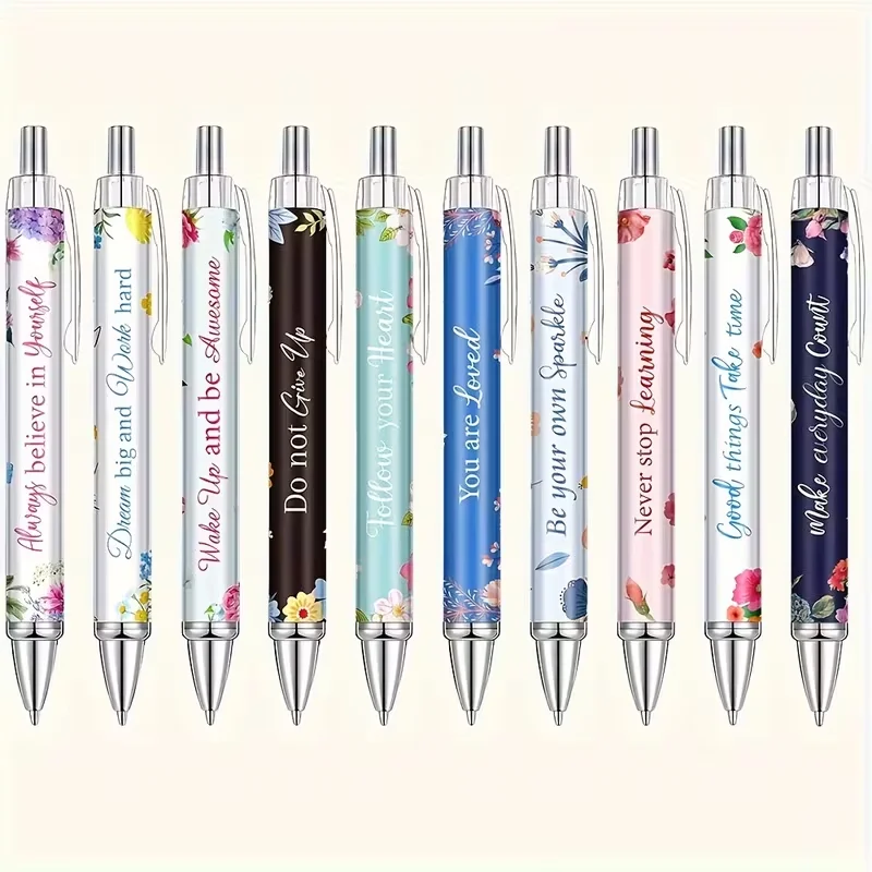 10/20-piece set of inspirational ballpoint pens, Christmas gift, fashionable pen, office black ink pen, suitable for women