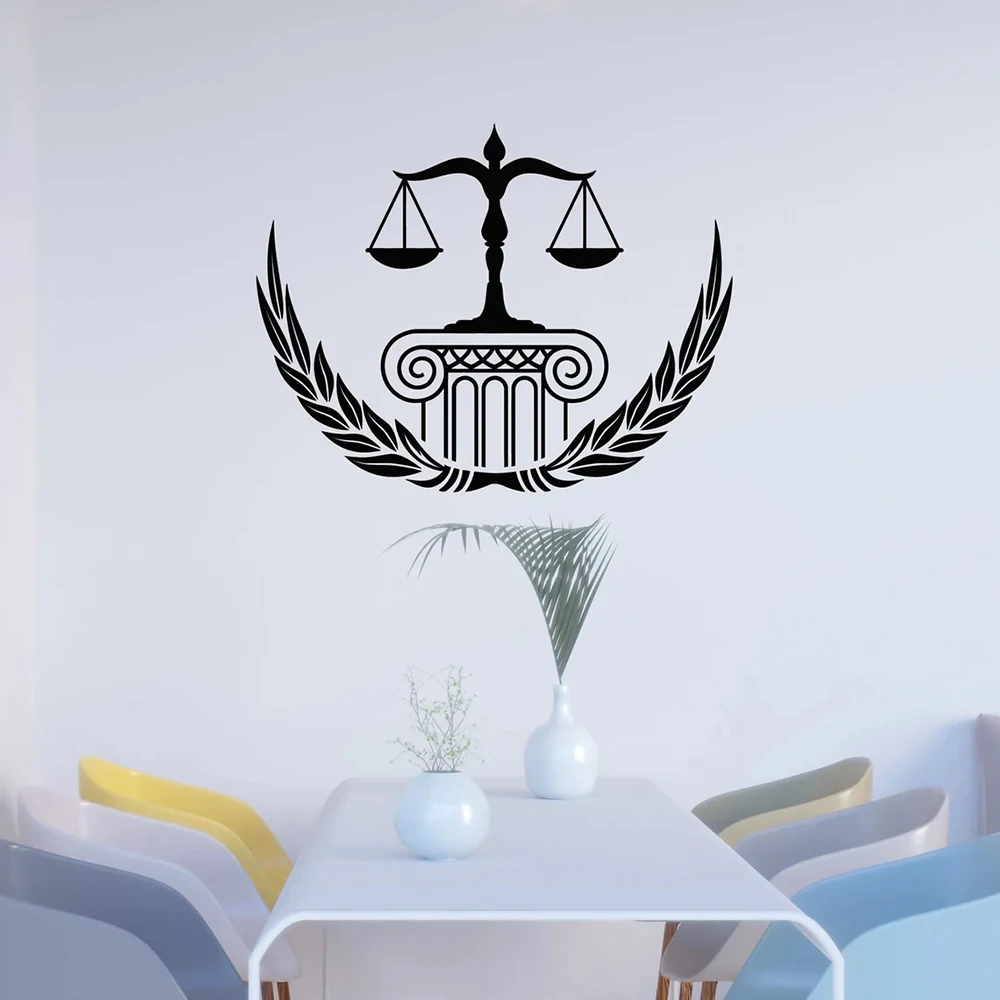 Law Firm Vinyl Wall Decal Office Court Scales Of Justice Legislation Wall Stickers Removable Waterproof Wall Decor Mural S127