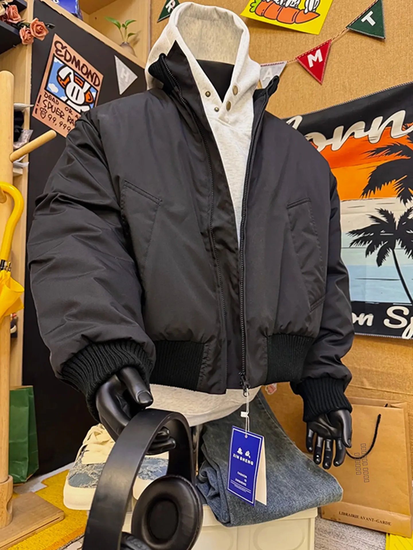 

Cleanfit American Sle Pilot Jaet Men's Cotton Coat Winter Warm ort Baseball Outerwear Polyester Fiber Long Sve Zipper