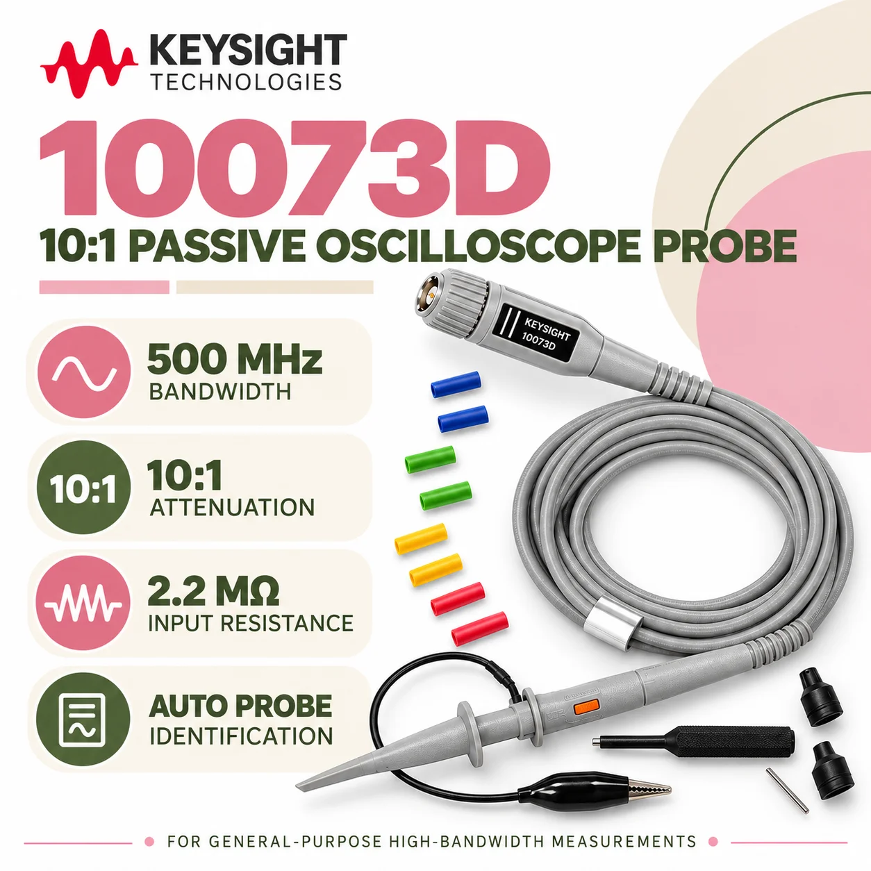 KEYSIGHT N2140A N2840A 10070D Oscilloscope Probe, Passive High Impedance 20MHz 1:1 Test Probe, High Voltage Scope Accessory