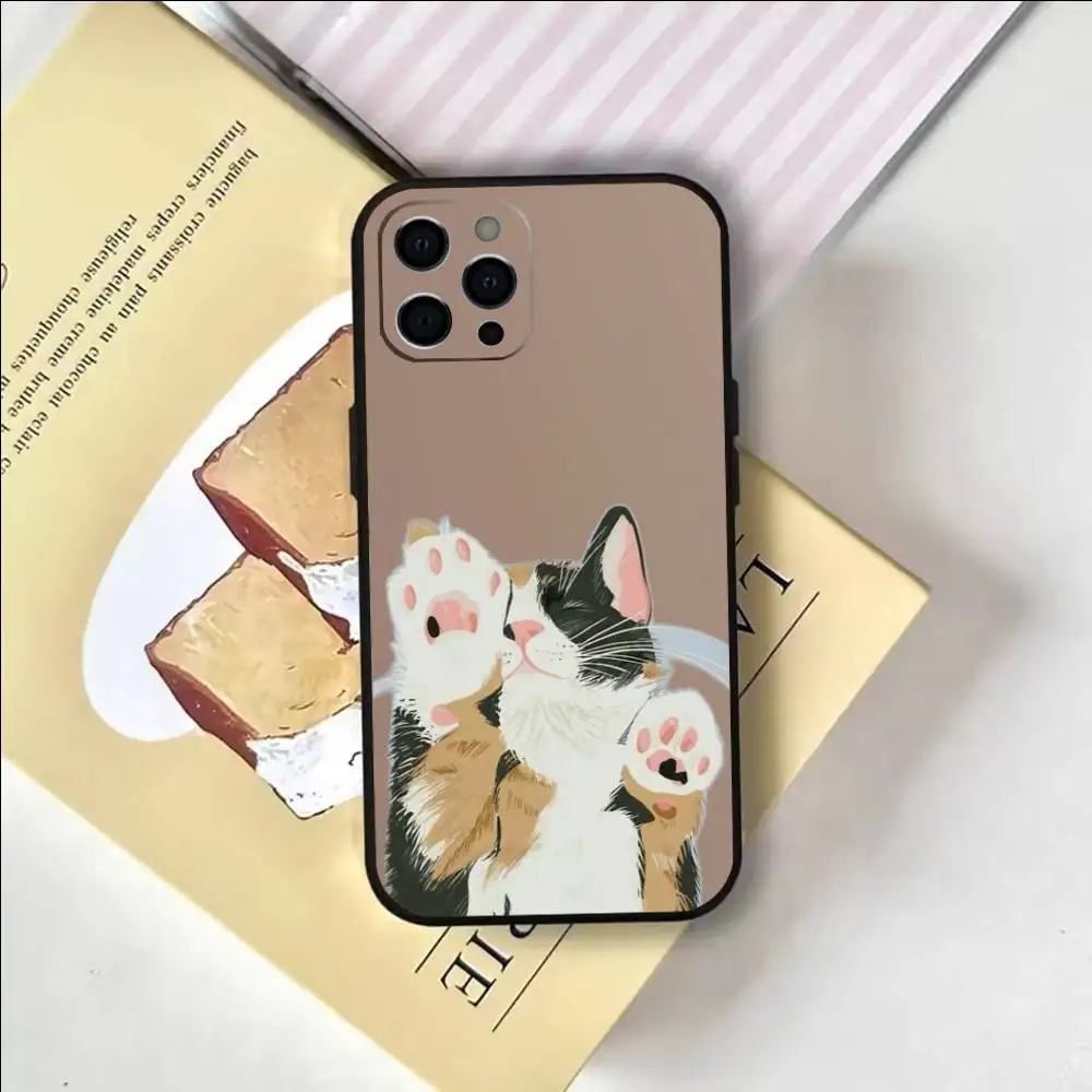 حافظة هاتف على شكل قطة لطيفة لهاتف آيفون 17،16،15،14،13،12،11 بلس، برو ماكس غطاء أسود ناعم #3