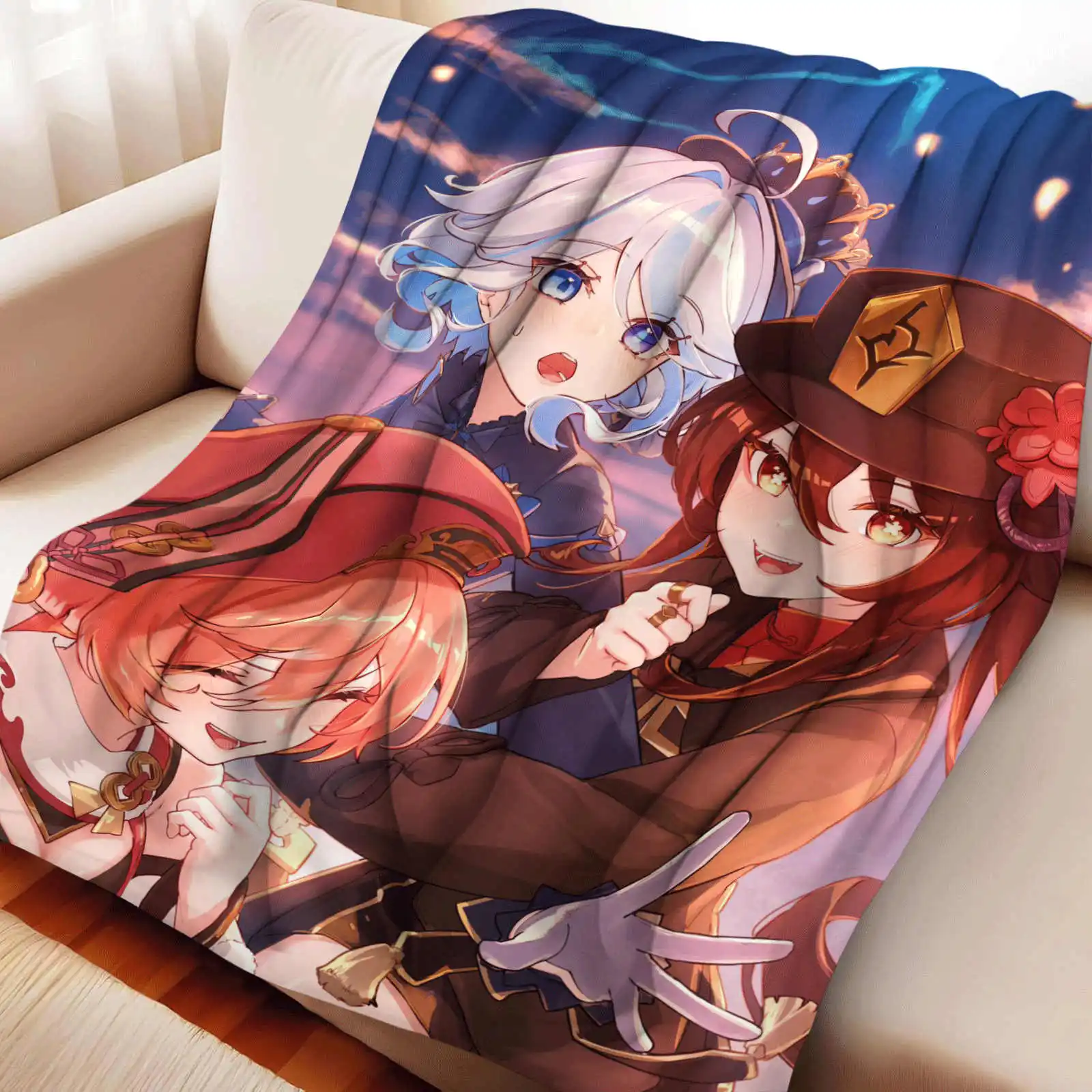 جينشين إمباكت هو تاو بطانية من الفلانيل جودة لينة دافئة رمي بطانية الشتاء الاطفال الأريكة السرير رقيق المفرش #4