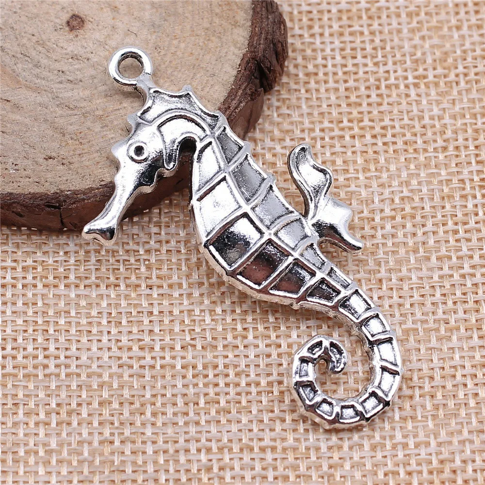 6pcs 59x31mm(2.32x1.22inch) Antique Silver Color Big Hippocampus Charms DIY Vintage Jewelry Findings
