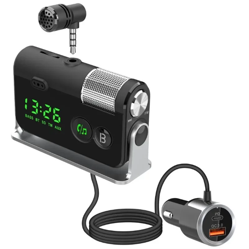 โทรศัพท์มือถือไร้สายเครื่องเล่นเพลงนําทางวิทยุรถยนต์ลําโพงเครื่องส่งสัญญาณบลูทูธไฟแช็ก TF Card MP3 ผู้เล่น