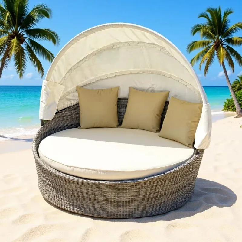 Outdoor Loungers Garden Courtyard Sofa Outdoor Beach Balcony Swimming Pool Lazy Outdoor Big Round Bed