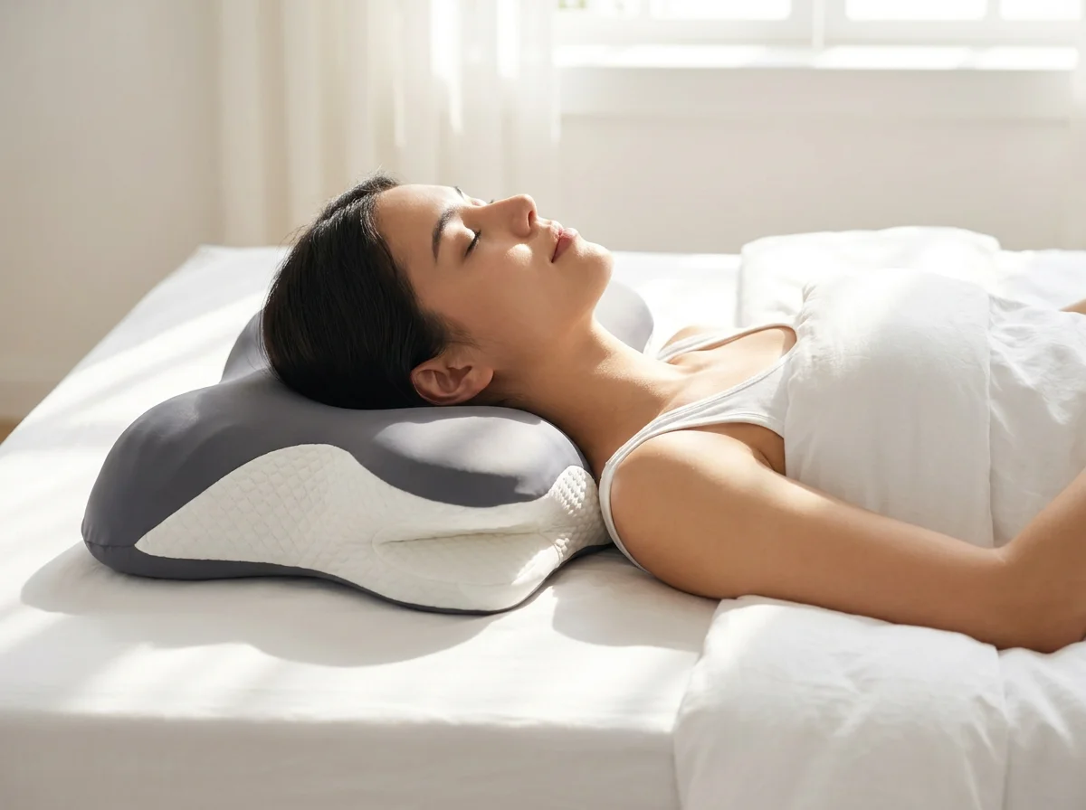 Orthopedic cervical memory sponge pillow, ergonomic contour neck support anti-snoring pillow, relieve neck pain