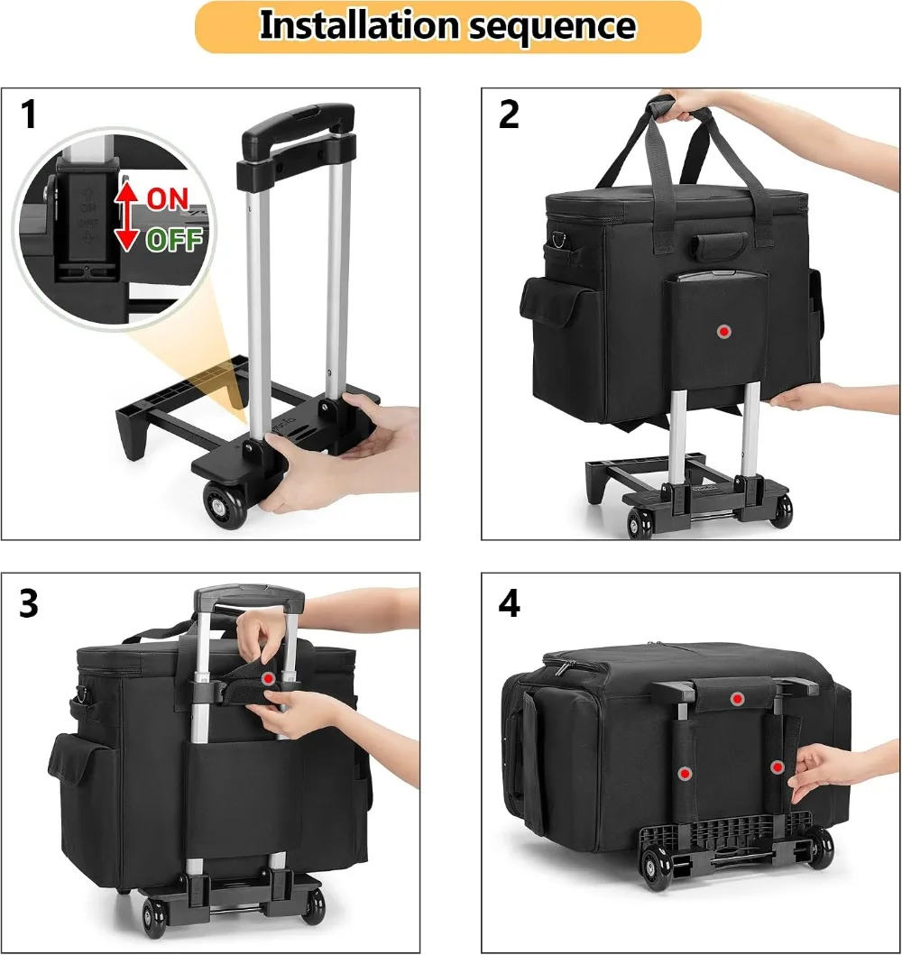 Rolling Scrapbook Tote with Expandable File Pocket, Large Craft Organizer, Detachable Trolley for Art Supplies view 5